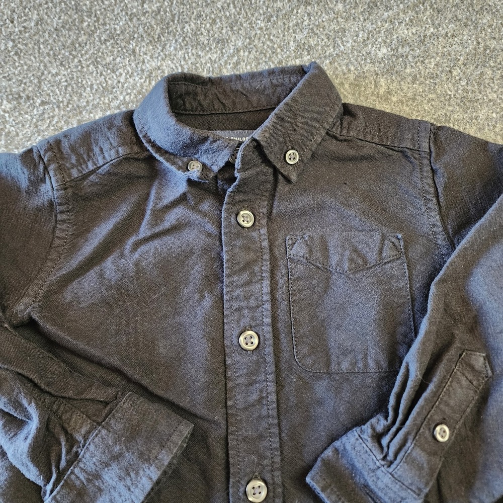 The Children's Place Boys 2T Black Button Front Shirt Long Sleeve Cotton...